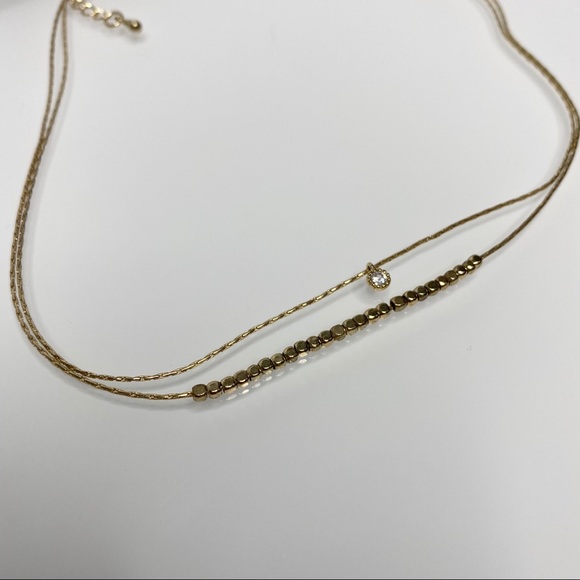 Gold Delicate Double Layered Short Necklace - Picture 2 of 6
